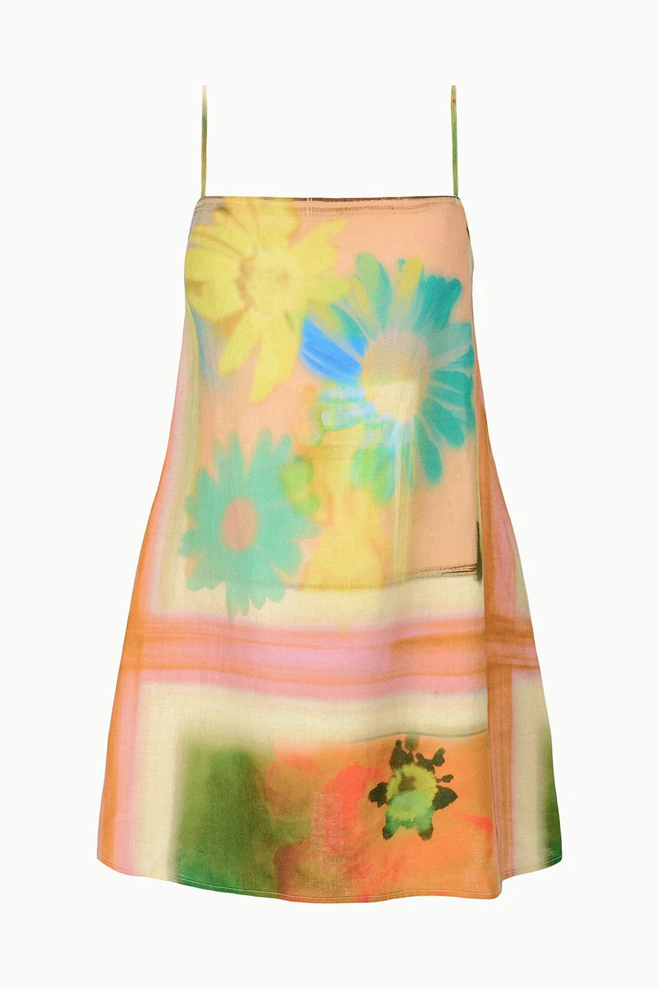 staud laura linen mini dress STAUD, Laura Linen Mini Dress in Superbloom Scarf, Size Medium