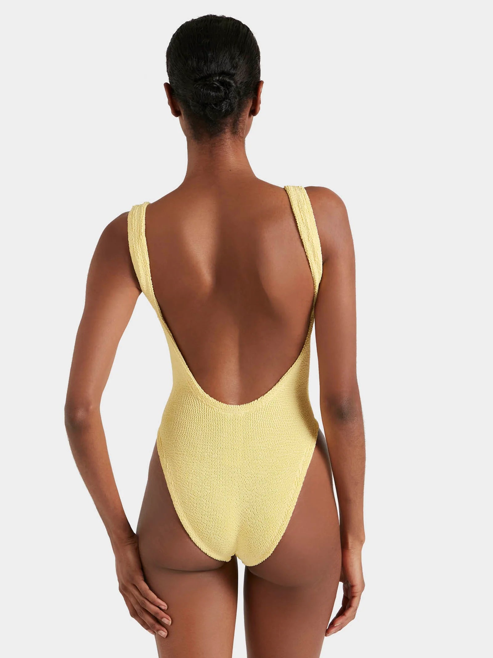 Square Neck Seersucker One Piece Swimsuit Butter