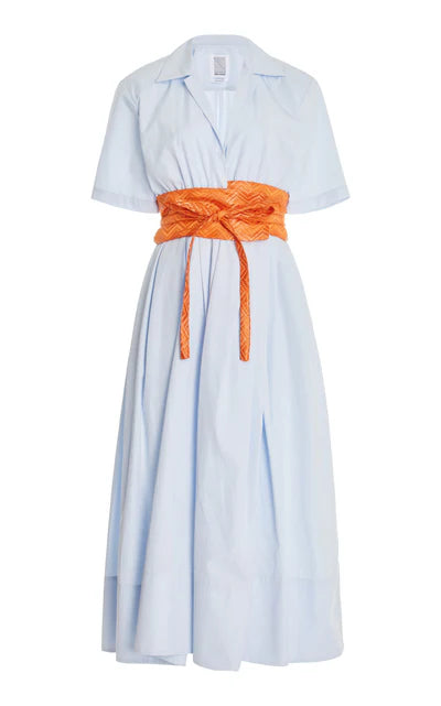 Rosie Assoulin Women s Obi Belted Cotton Midi Shirt Dress