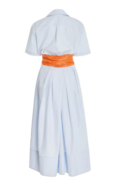 Rosie Assoulin Women s Obi Belted Cotton Midi Shirt Dress